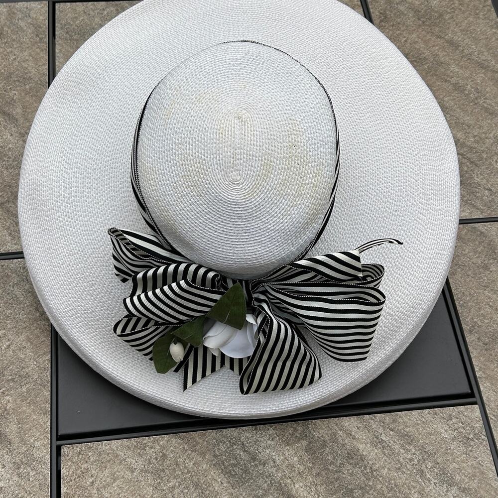 Vintage Frank Olive Wide Brim Hat Derby Fancy Church Costume - Picture 5 of 7